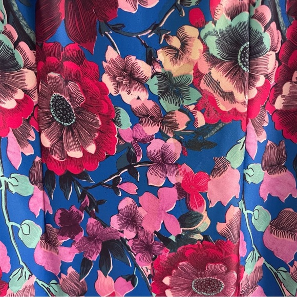 Adrianna Papell Blue Red Floral Scuba Fitted Knee Length Dress 20670 - Picture 6 of 10